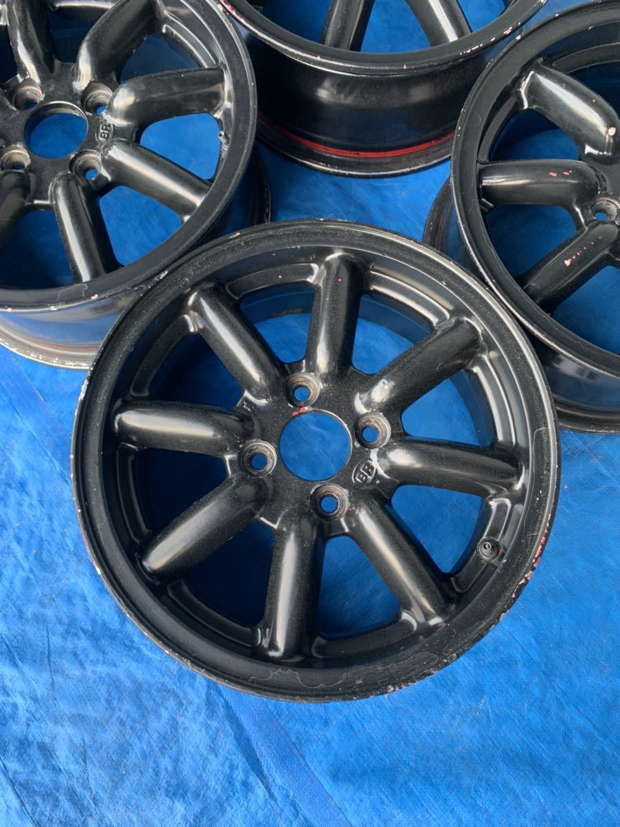 BR 14インチ 6J 4穴PCD 100 オフセット40 中古アルミホイール4本セット 