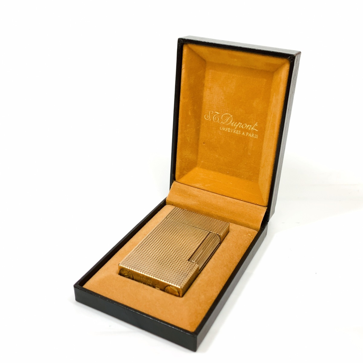 S.T.Dupont エス・テー・デュポン ガスライター ライター スクエア ゴールドカラー 喫煙具 煙草 コレクション ケース 着火未確認  ☆1円出品☆（エス・テー・デュポン）ガスライター