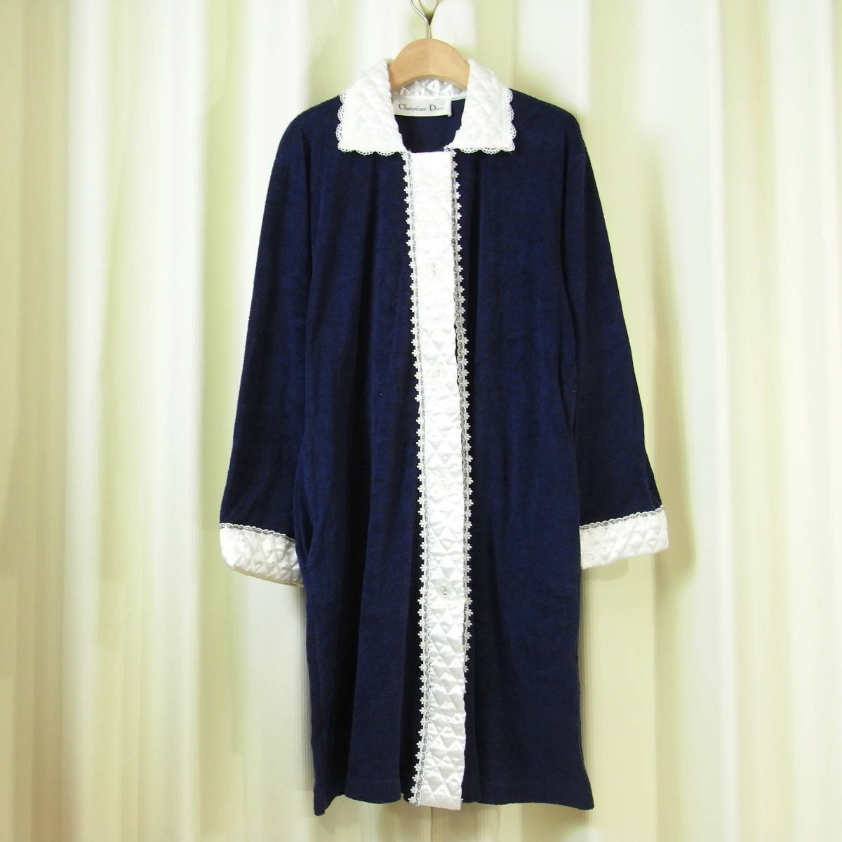 Christian Dior レースをあしらったワンピース ネイビー 紺