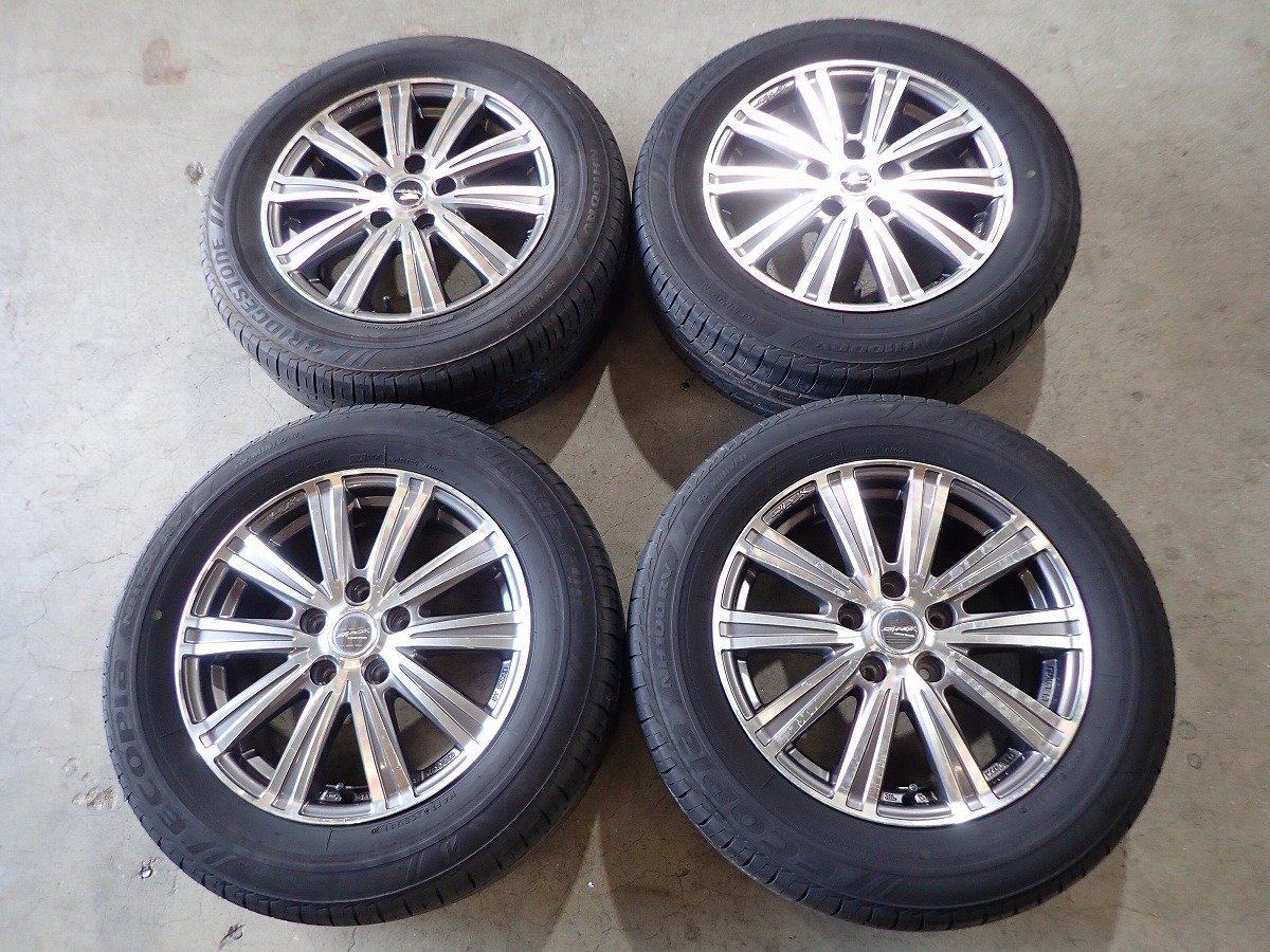 ■NP2733【送料無料215/60R16】オデッセイ エスティマ ヴェゼル ブリヂストン 中古夏タイヤセット ★16×6.5J 114.3/5H ET53★1円スタート