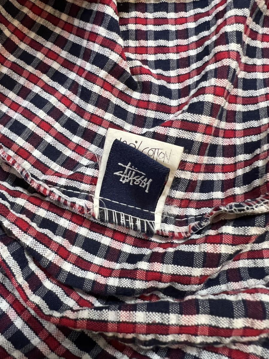 90s OLD STUSSY チェックシャツ シアサッカーシャツ STUSSY