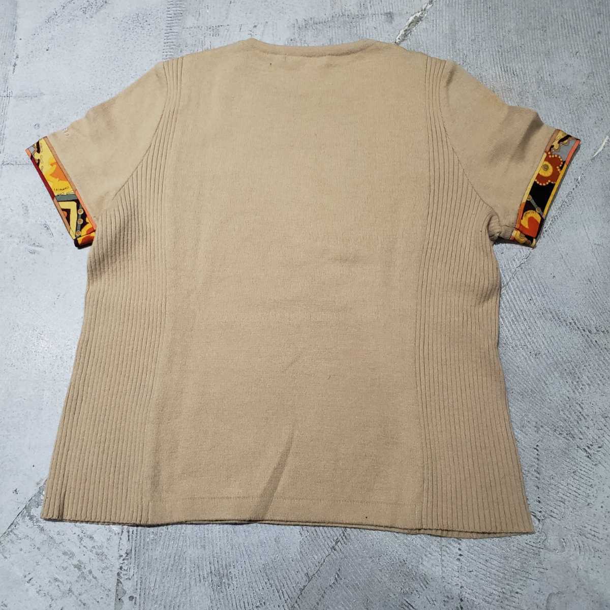 LEONARD レオナール 半袖 ニット サイド リブ セーター トップス 