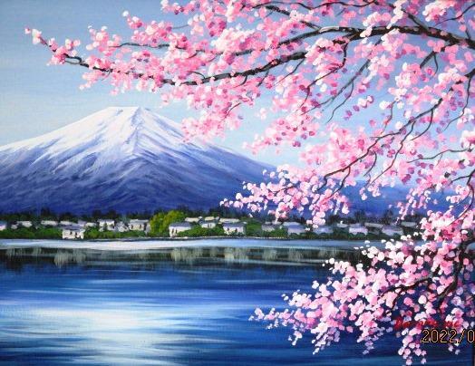 油絵 風景画 絵画 富士山 富士山絵画 | - Yahoo!オークション 額入り