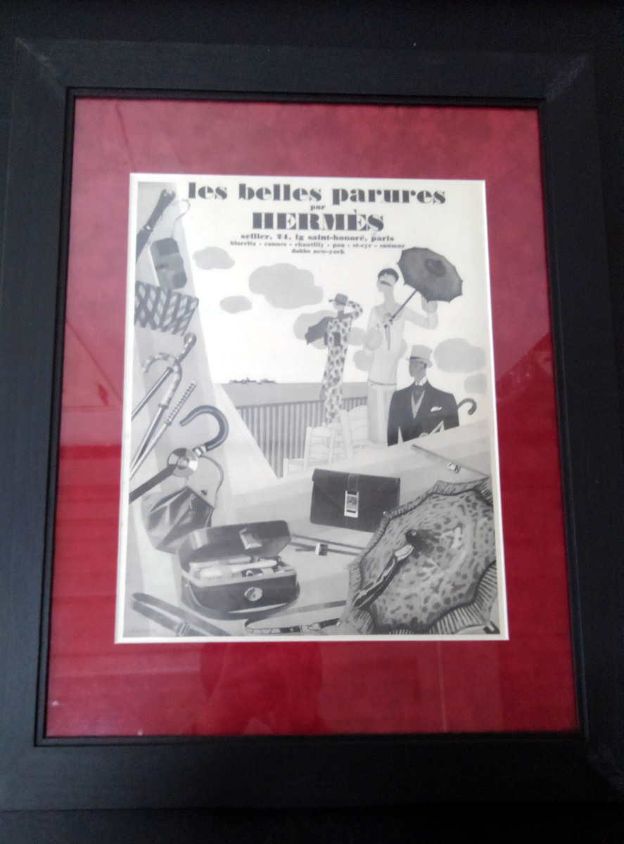 HERMES アートプリント エルメス ヴィンテージ広告（額装）　ケリー Hermes エルメス Original | French Vintage Ad Print: Elegant Kelly