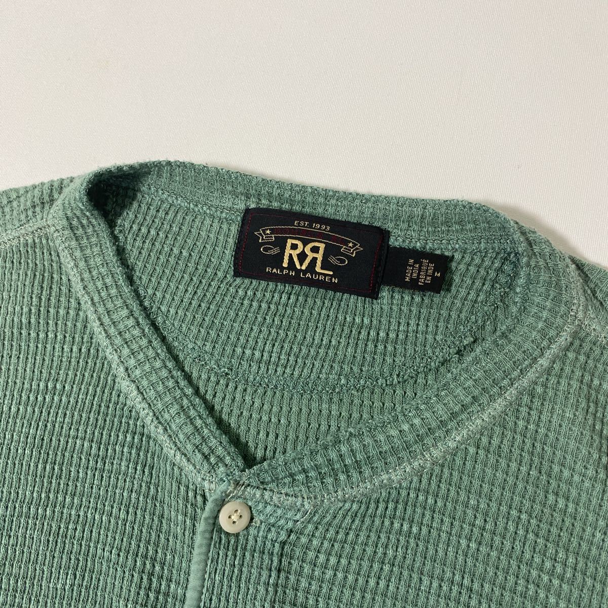 美品 RRL ワッフル ヘンリー ネック LS T シャツ M double RL 国内正規 