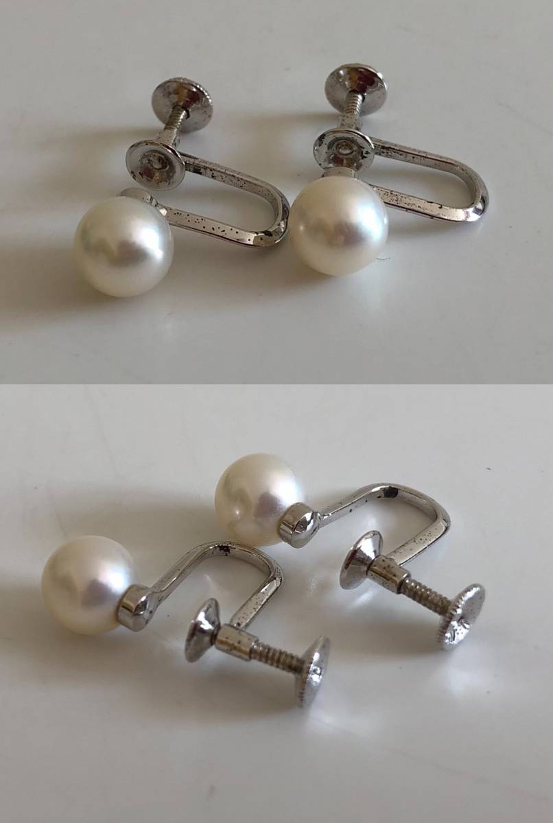TASAKI 田崎 真珠 パール イヤリング 約 7mm玉 SILVER 刻印 箱付き 