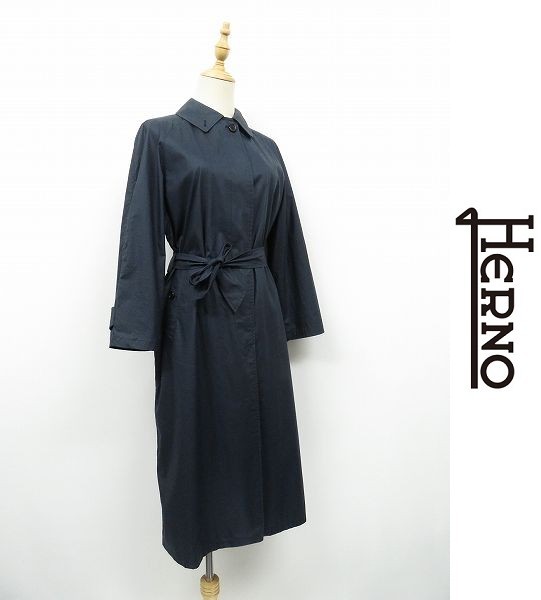 超激得，SALE P157/イタリア製 HERNO ヘルノ TRAVEL ステンカラーコート レインコート ウエストベルト 背抜き センターベント 比翼ボタン 40 L 紺 青(Lサイズ)｜売買されたオークション情報、yahooの商品情報をア Lサイズ