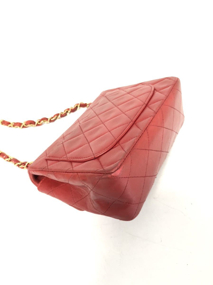 f228/美品/シャネル /ラムスキン/ミニマトラッセ/チェーンショルダーバッグ/ターンロック/ミニバッグ/赤レッド系/258 ラムスキン ミニマトラッセ シャネル 駅南やまご質店 パリ マトラッセ