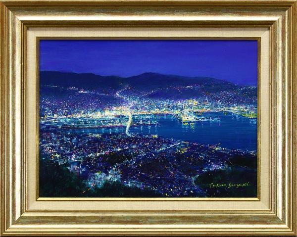 真作】【WISH】鈴木福男「平和の明かり 長崎模様」油彩 8号 ◇一枚の絵 