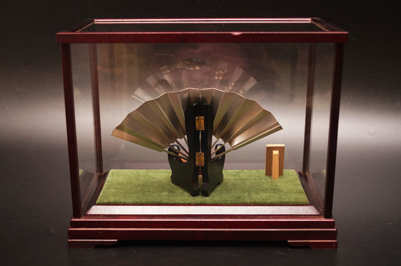 純銀 武比古 扇 52g 6号松竹梅 ガラスケース付 置物-574 純銀