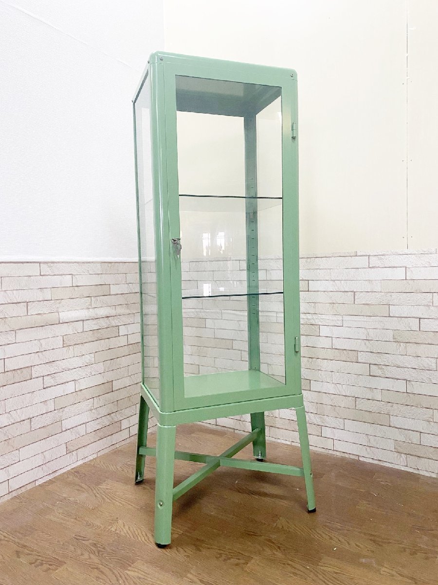 スチールケビント/鍵付医療棚/ドクターキャビネット/飾り棚/キュリオ 
