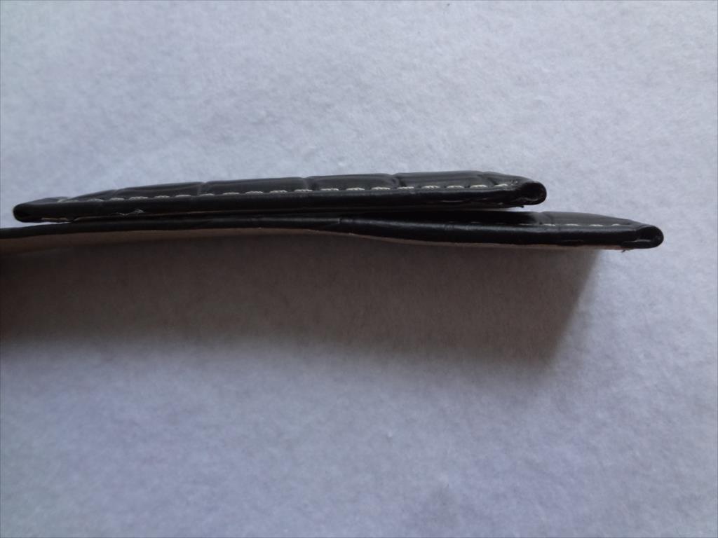 ブライトリング用 腕時計レザーベルト 本革 バンド 20mm 黒色 ブラック/白ステッチ BREITLING純正バックル対応 Hadley Roma 