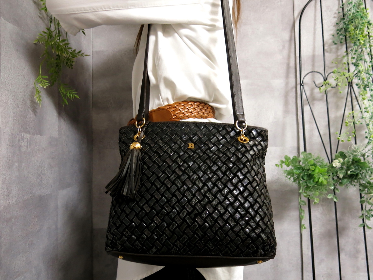 ○美品○BALLY バリー○G金具ロゴ タッセル○イントレチャート 