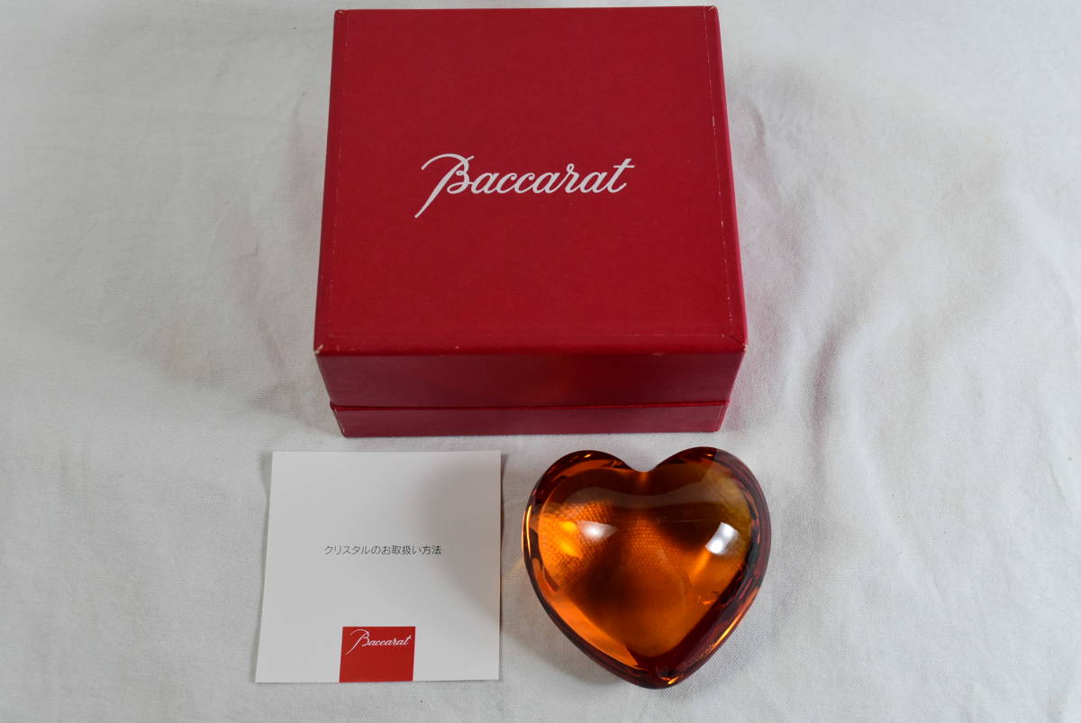 Baccarat クリスタル バカラ ハート ペーパーウェイト クリア 置物 