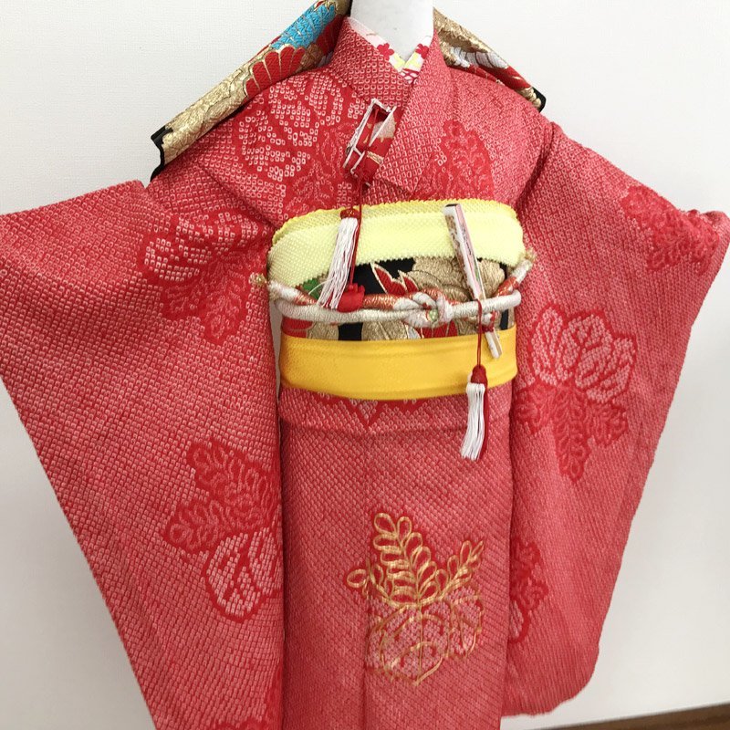 603ag6お小物セット□七五三 七歳 女児 着物&袋帯&長襦袢 薄ピンク