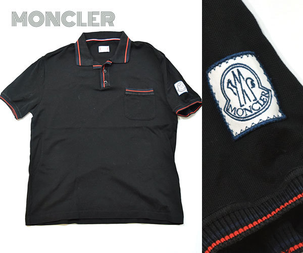 K*u様 【超美品・正規品】モンクレール ガムブルー ポロシャツ ブラック MONCLER GAMME BLEU□ロゴタグ付き ポロシャツ 半袖 黒 ブラック M