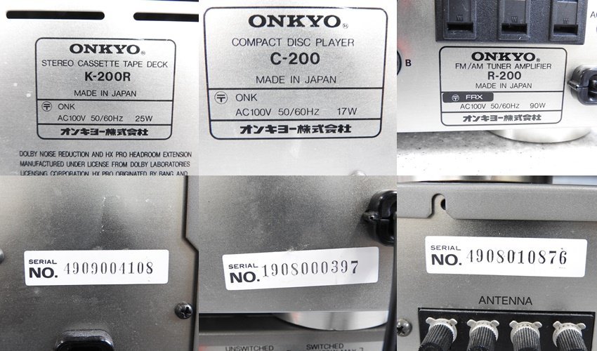 ☆ ONKYO オンキョー K-200R/C-200/R-200 システムコンポ ☆ジャンク