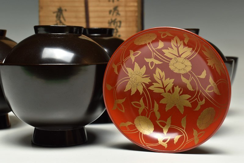 吸物椀 | 五客 5客 5客セット 朱塗 共箱 木製漆器