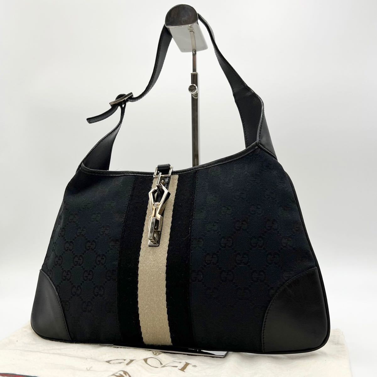 【本物保証，大得価】 1円~ GUCCI グッチ ジャッキー ハンドバッグ ワンショルダーバッグ シェリーライン gg柄 キャンバス ブラック 黒 レザー(ジャッキーライン)｜売買されたオークション情報、yahooの商品情報をア かばん、バッグ