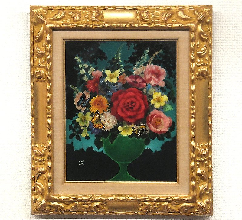鷹山宇一、夜明けの花、希少画集画、状態良好、新品高級額装付 鷹山宇一「黎明の花」油彩 額装 二科会 名誉理事 Yahoo!オークション