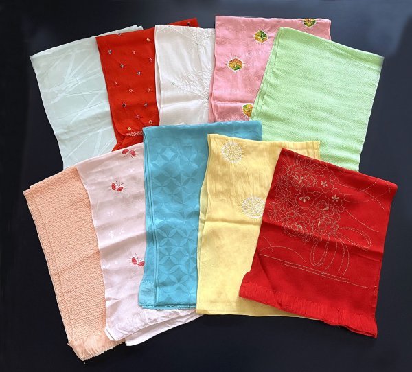 KIRUKIRU まとめ売り② 帯揚げ 10点セット 正絹 大量 ピンク 白 黄緑 水色 黄色 赤 ベージュ 絞り 蝶々 花柄 和装小物 着付け 着物 お得 帯揚げ 正絹 10組 カラフル 着付小物 日本製