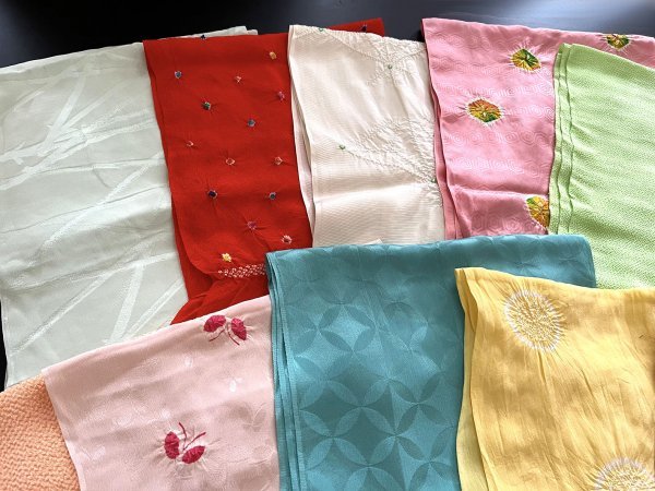 KIRUKIRU まとめ売り② 帯揚げ 10点セット 正絹 大量 ピンク 白 黄緑 水色 黄色 赤 ベージュ 絞り 蝶々 花柄 和装小物 着付け 着物 お得 帯揚げ 正絹 10組 カラフル 着付小物 日本製
