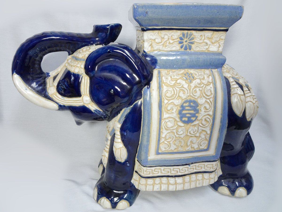 象 花台 陶器 置物 ゾウ オブジェ - アンティーク 陶器製 Yahoo 