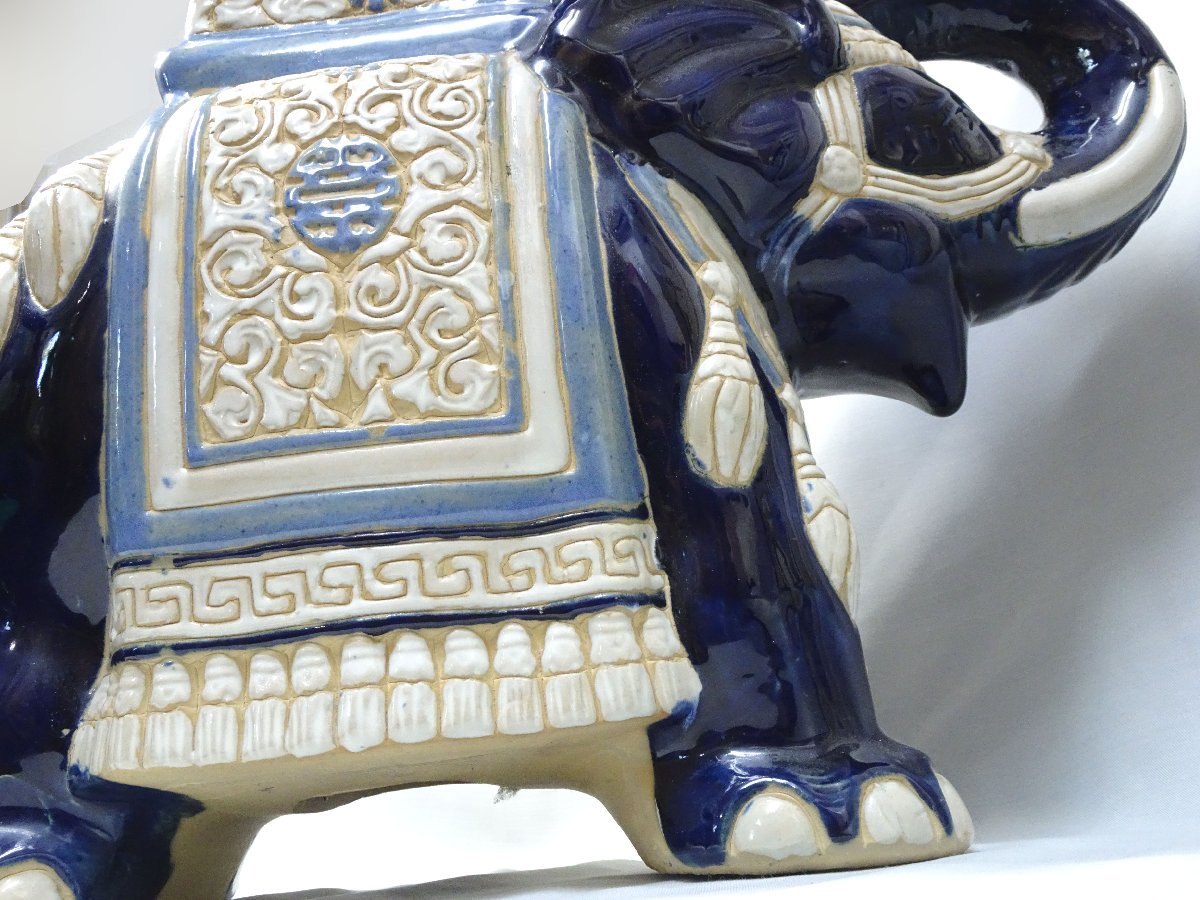 象 花台 陶器 置物 ゾウ オブジェ - アンティーク 陶器製 Yahoo 