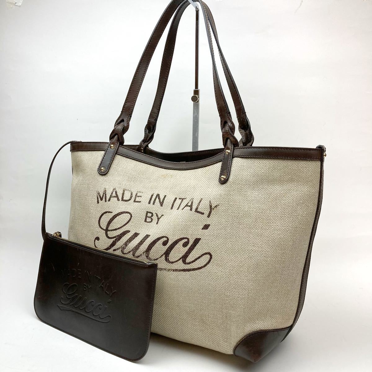 1円 ○極美品○ GUCCI グッチ クラフト キャンバス トートバッグ 