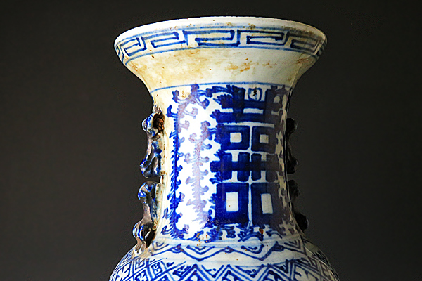 ☆真美☆kk1574 中国古玩 青花大花瓶 清時代 唐物 中国美術骨董 - 大型