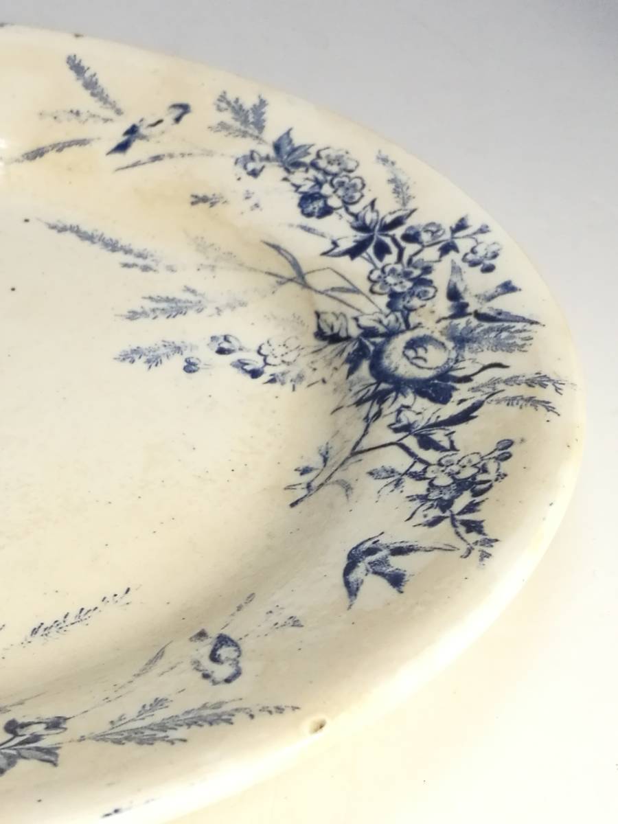 フランス アンティーク クレイユモントロー LINOTTE ラウンドプレート