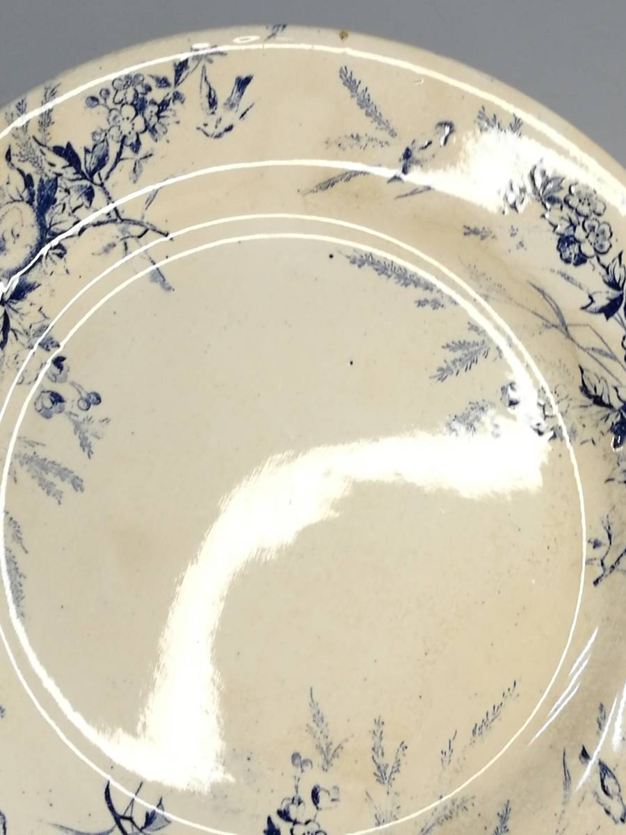 フランス アンティーク クレイユモントロー LINOTTE ラウンドプレート