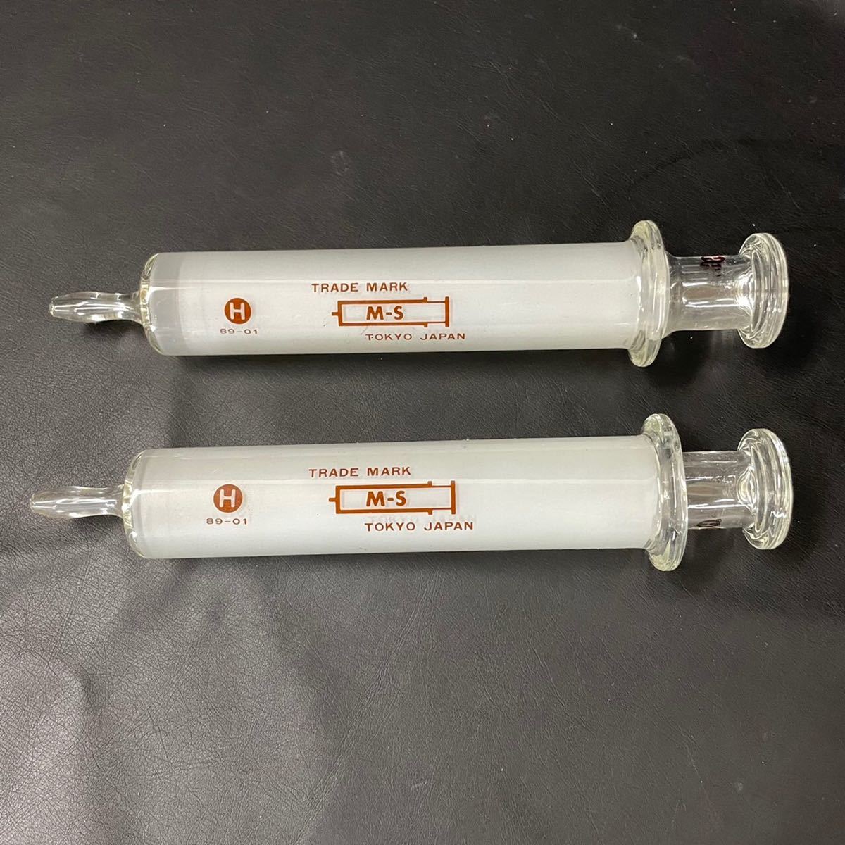 レトロ ガラス製 注射筒 注射器 浣腸器 シリンジ 50ml 2本 M-S 日本製