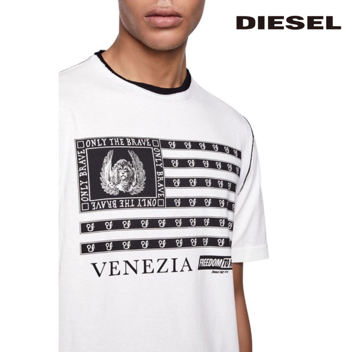 セール，正規品 タグ付き 定価23 100円 DIESEL ディーゼル メンズ ダブルカラー プリント Tシャツ 半袖 ホワイト Sサイズ カットソー(Sサイズ以下)｜売買されたオークション情報、yahooの商品情報をアーカイブ公 男性用