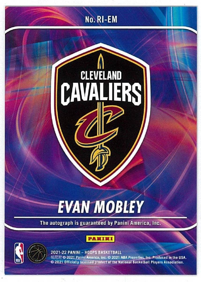 2021-22 Evan Mobley Panini Hoops Rookie Ink Auto RC Cleveland