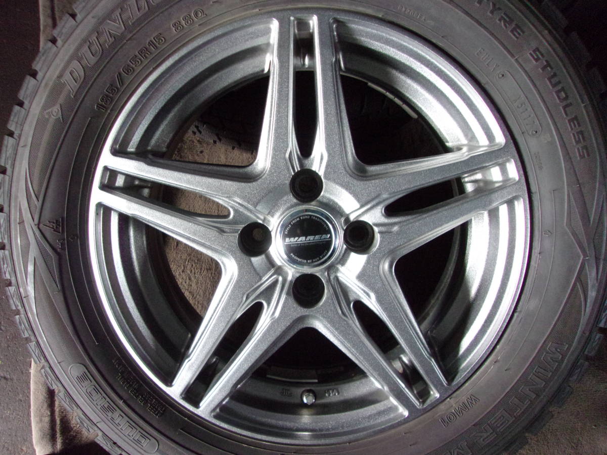 K-1298スタッドレス屋185/65R15アルミ付き４本（5.5J 100 4穴 +43)⑳　　本州送料込み