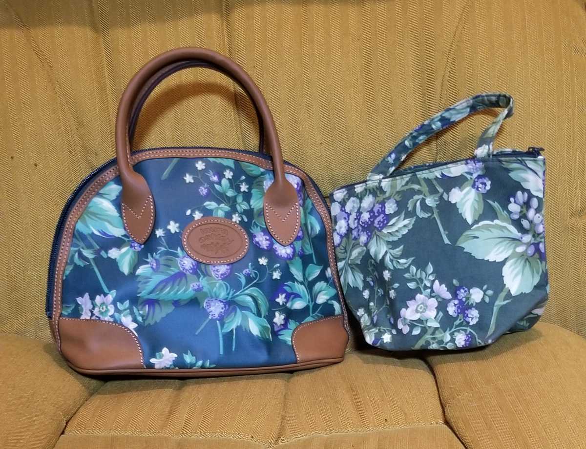 Tory Burch ボストンバッグ 紫 茶色 青