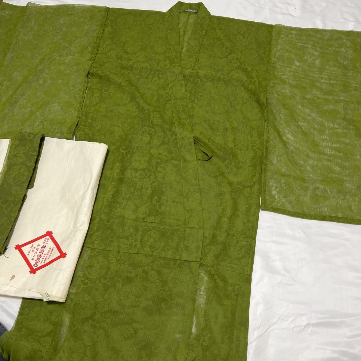 葬儀 法要 仏具 僧侶 装束 袈裟 美品 化繊 法衣 正絹 緑 冬用 日蓮宗 護摩