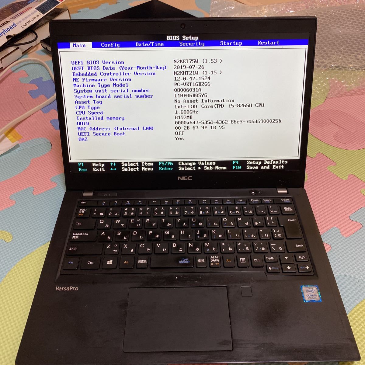 NEC Core VersaPro ノート i5-8265U 8GB i5 1.6GHz 4GB □ジャンク 1円 