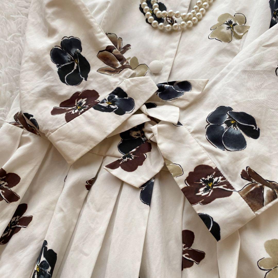 PRADA プラダ ロングワンピース 花柄 七分袖 新タグ ホワイト 白 36 S 