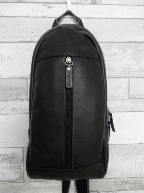 COACH コーチ レザースリングパック ボディバッグ カラー～ブラック 美