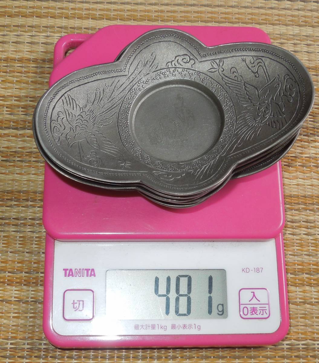 25.10.8-1 煎茶道具 錫製 鳳凰文茶托 五客 - メルカリ