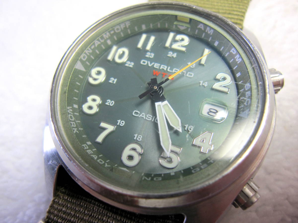 CASIO OVERLAND 電波 ソーラー OVW-100BJ ミリタリー カーキ NATO 稼動 