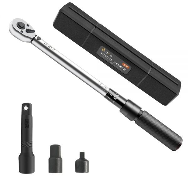 1円～3/8インチ トルクレンチ 1/2・1/4変換ヘッド 20-140N・m 両回転可能 専用ケース付 工具セット 本締め タイヤ交換 nlb-301c