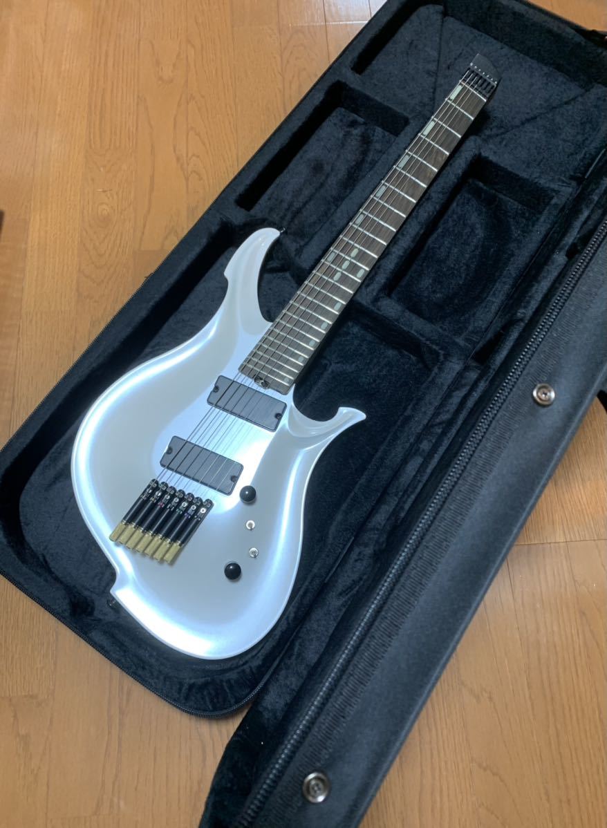 即決!美品!KOLOSS GUITARS X7 7弦 ヘッドレス Pearl White×Carbon 