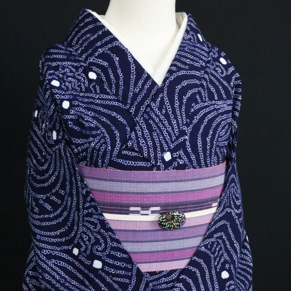 11635【浴衣】逸品　有松鳴海絞り浴衣　洗波模様　有松絞り　綿浴衣
