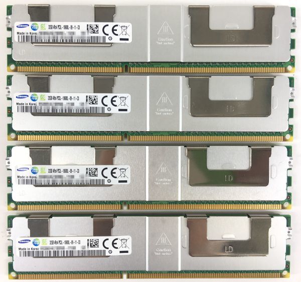 【32GB×4枚セット】SAMSUNG PC3L-10600L-09-11-C0 計128GB 4R×4 中古メモリー サーバー用 M386B4G70BM0-YH90【送料無料】