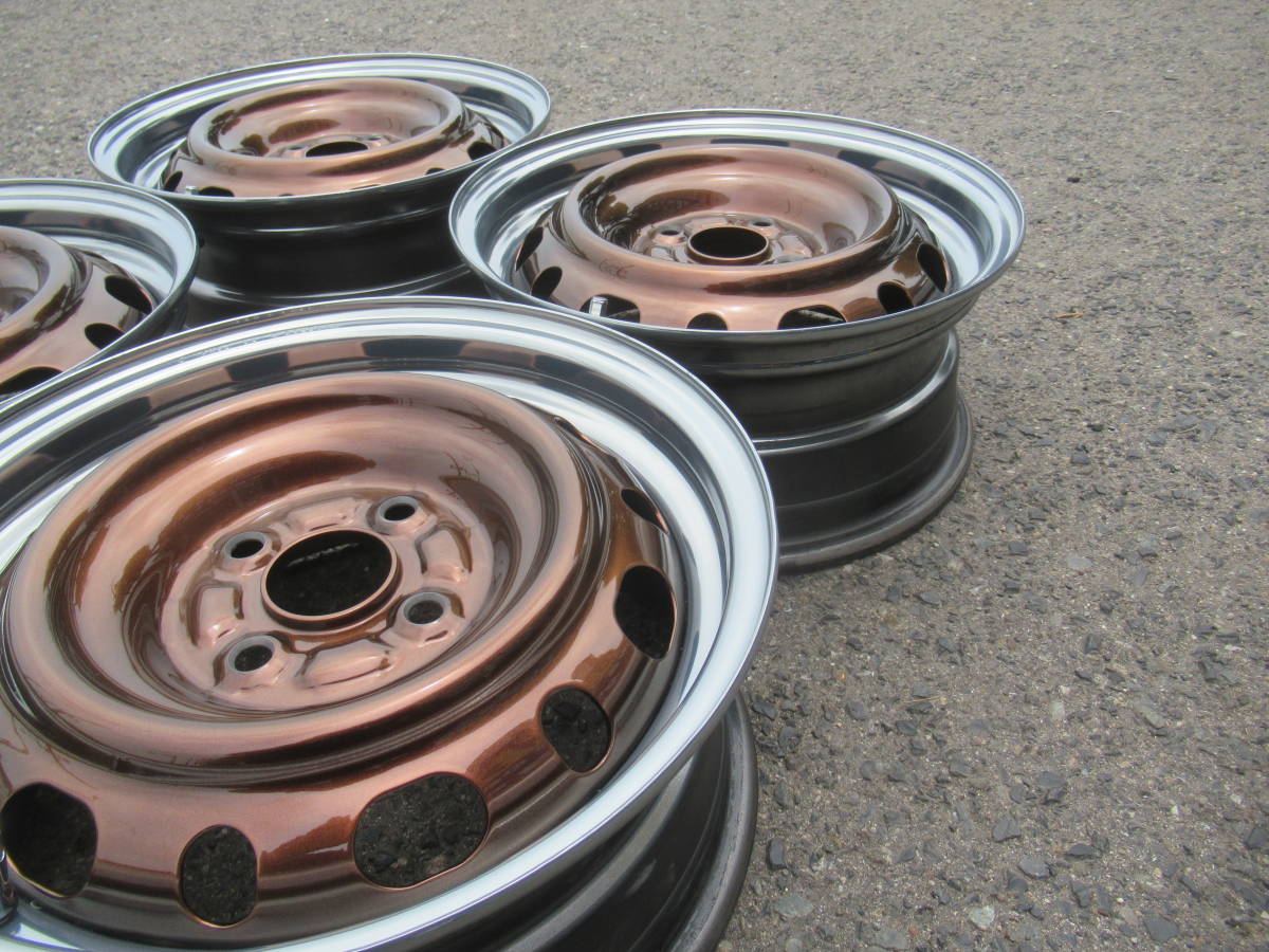 デミオ純正☆鉄チン 14インチ ブラックXメッキリム 6J+45 Kカーカスタム デミオ純正☆鉄チン 14インチ ブラックXメッキリム 6J+45 Kカー