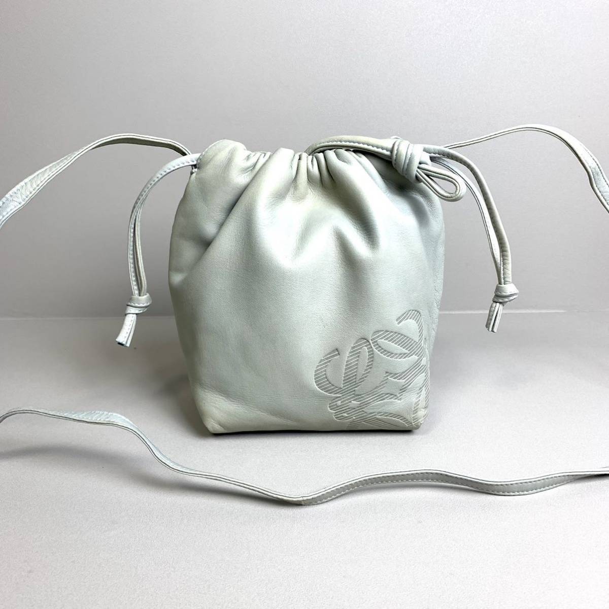 1円〜 LOEWE ロエベ 巾着ショルダーバッグ ナッパ アナグラム 