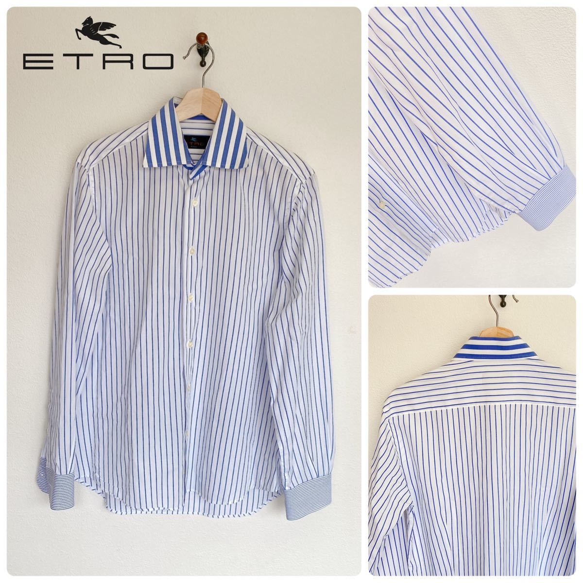 【爆買い，豊富な】 特価 定3.8万 ETRO エトロ ストライプ ドレス ワイシャツ ストライプ(長袖シャツ)｜売買されたオークション情報、yahooの商品情報をアーカイブ公開 - オークファン 男性用